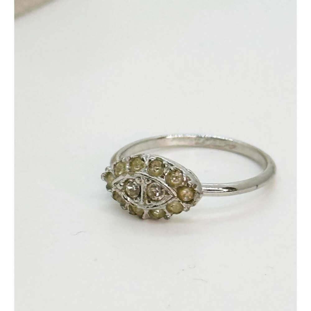 Vintage Estate Rhinestone Art Deco Style Ring Size 7.75 14KTGE